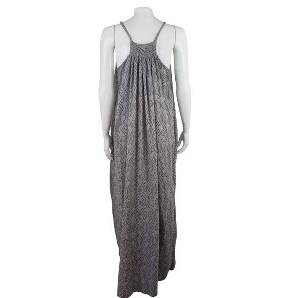 Namsar Maxi Dress OS Gray Print 100% Cotton Adjustable Spaghetti Strap - Picture 4 of 8